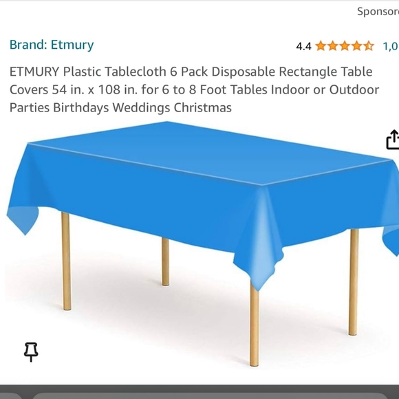 6pk Tablecloth Heavy Duty Plastic Disposable for 6 to 8 ft tables NEW - Picture 5 of 8